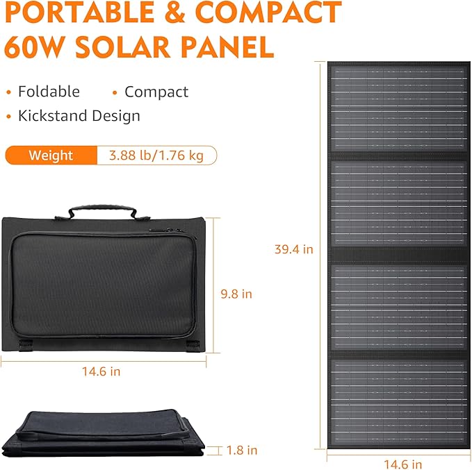 60W Solar Panel for Portable Power Station, Foldable Solar Panel - Image 5