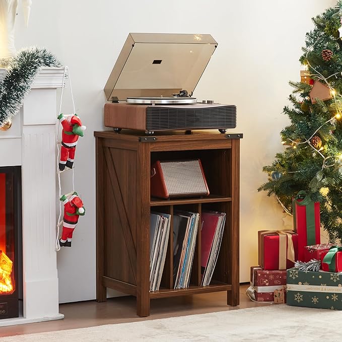 Record Player Stand with Vinyl Record Storage Holds up to 160 Albums, Large - Image 4