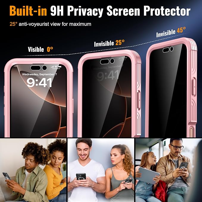Magnetic & Stand for iPhone 16 Pro Max Case Built-in Privacy Screen Protector - Image 4
