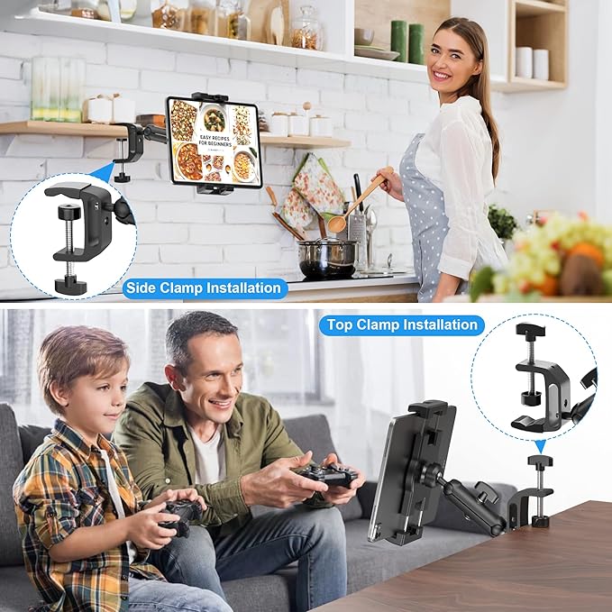 iPad Under Cabinet Mount, Kitchen Tablet Mount Holder, iPad Desk Mount w/Clamp - Image 2