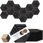 Mollywell Hexagon Acoustic Panels, 12 Pack |Wood Veneer|High Density Sound by Mollywell
