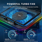 RGB Laptop Cooling Pad with LED Touch Screen, 3500 RPM Turbofan Notebook Cooler - Image 2