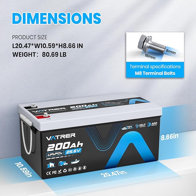 24V 200AH Bluetooth Low/High Temp Cutoff LiFePO4 Lithium Battery - Image 3