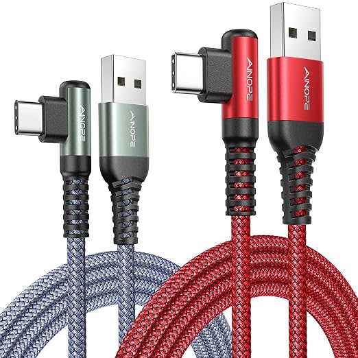 AINOPE USB Type C Cable 3.1A USB Fast Charge Cable Right Angle，Resistant Nylon by AINOPE10yearsforphoneaccessories