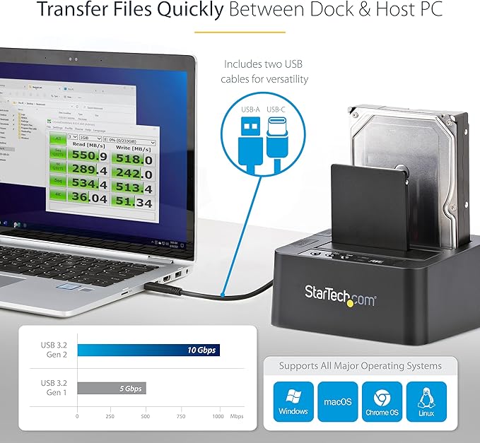 StarTech.com Standalone Hard Drive Duplicator, External Dual Bay HDD/SSD - Image 5