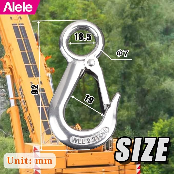 Alele Grab Hooks, 440 Pounds Slip Hooks, Stainless Steel Lifting Hook Rigging - Image 7