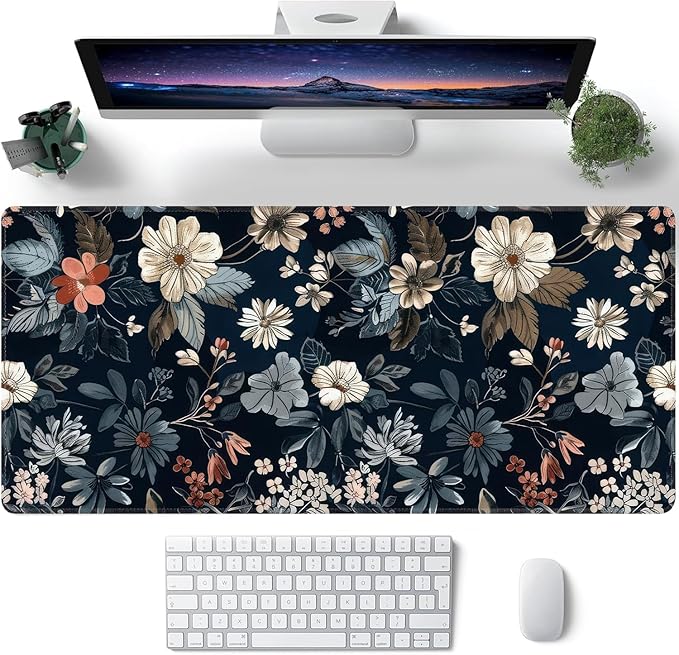 Dark Flower Large Mouse Pad, Gaming Keyboard Desk Pad, Extended Mouse Mat - Image 2