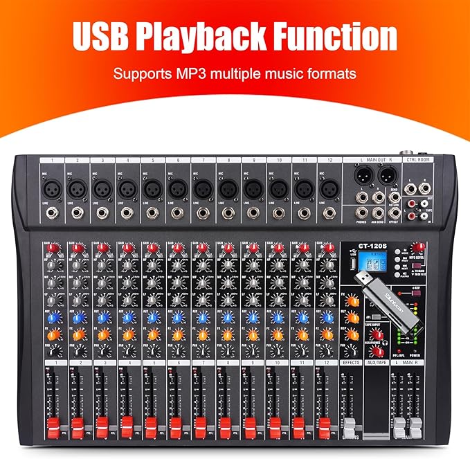 GX12 Professional Sound Board Console 12 Channel Mixer Interface Digital USB - Image 4