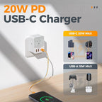 USB C Charger Block 20W PD, TESSAN 4 USB Wall Charger Fast Charging - Image 2