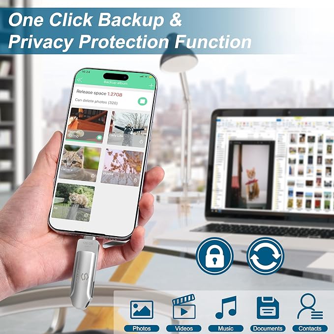 JSL JDTDC MFi Certified 128GB iPhone-16-Photo-Stick USB C & Lightning Flash - Image 3