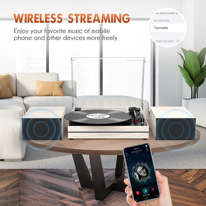 Record Player for Vinyl with External Speakers, Belt-Drive Turntable with Dual - Image 6