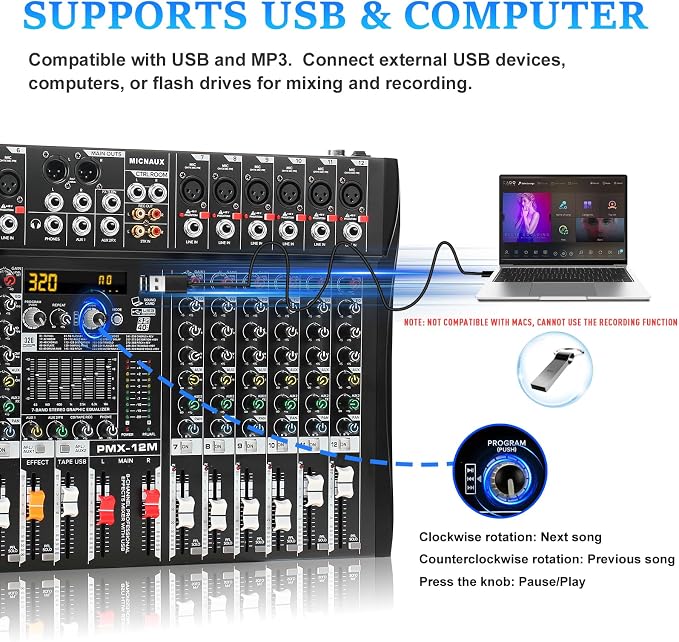 Audio Mixer 12 Channel Professional Mixer Console - Image 6
