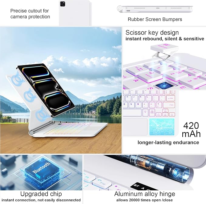 for iPad Pro 13 Inch Case with Keyboard，Magic-Style Magnetic – 7 Colors - Image 4