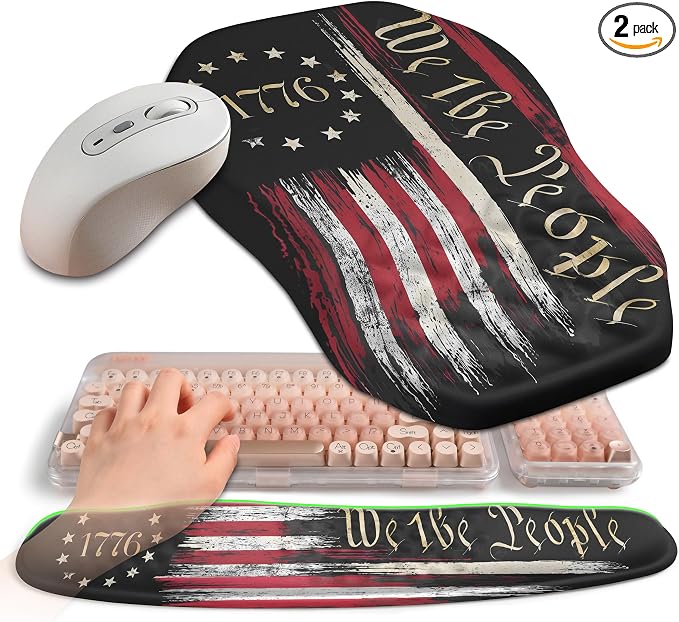2-in-1 Ergonomic Set, Wave Keyboard Wrist Rest and Massage Slope Mouse Pad by Gleamtide