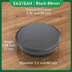 5 Pcs Desk Grommet 3-1/8" / 80 mm, Desk Cord Hole Cover, Cable Grommet ABS - Image 9