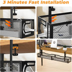 Under Desk Cable Management Tray, No Drill Steel Desk Cable Organizers - Image 7