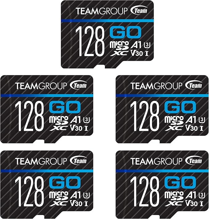 TEAMGROUP GO Card 128GB x 5 PACK Micro SDXC UHS-I U3 V30 4K by TEAMGROUP