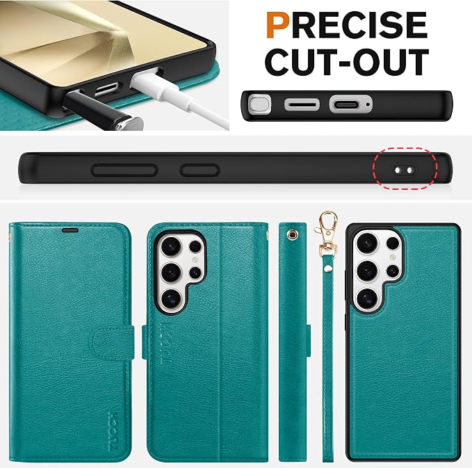 TUCCH Case Wallet for Galaxy S25 Ultra, Detachable RFID Blocking 4 Card Holder - Image 8