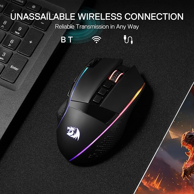 Redragon M991 Wireless Gaming Mouse, 26000 DPI 3-Mode Gamer Mice w/Rapid Fire - Image 3