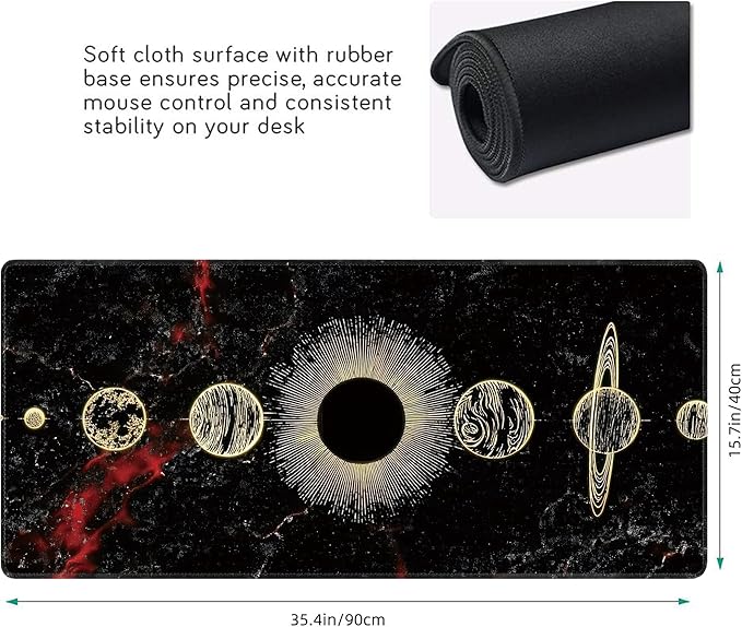 Galaxy Planet Large Mouse Pad, Gaming Keyboard Desk Pad, Extended Mouse Mat - Image 3