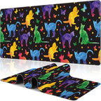 Colorful Cats and Butterflies Desk Mat, Large Watercolor Kittens Butterfly by NIYLYNSYN