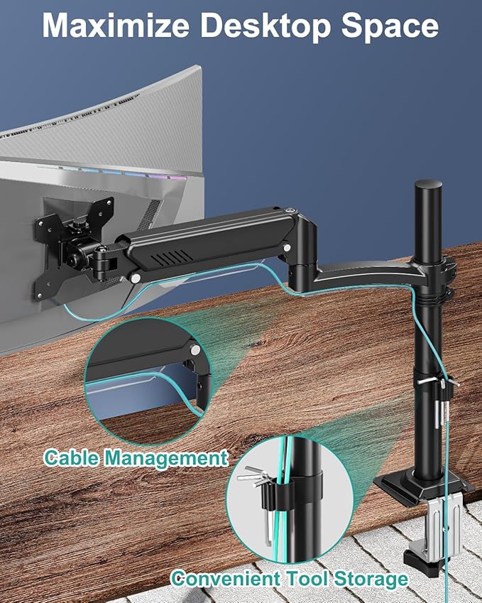 Single Monitor Mount Arm, VESA Desk Mount Stand - Image 5