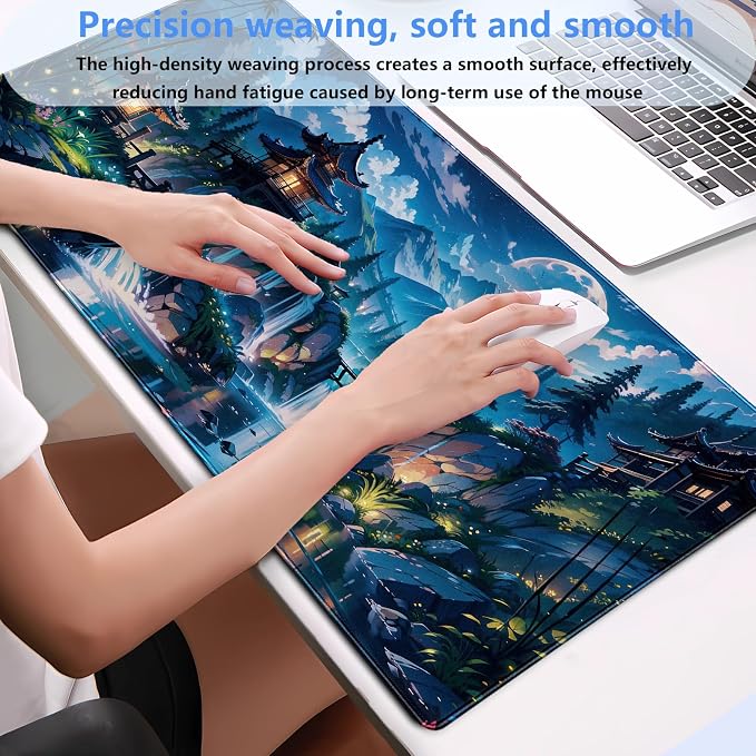 Cloud and Moon Forest Design Extra-Large Gaming Desk Mat XL Extended Keyboard - Image 4