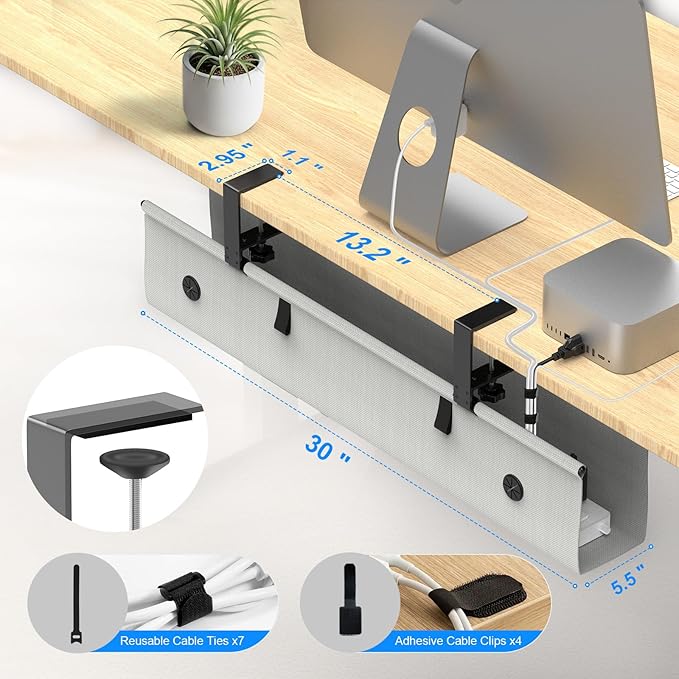 Under Desk Cable Management Tray, 30-inch No-Drill Cord Organizer - Image 7