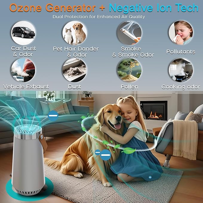 2 in 1 Car Air Purifier-Air Ionizer Plus Ozone Machine-Clean Odor, Smoke Smell - Image 3