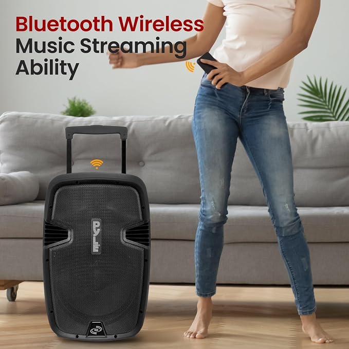 Pyle Wireless Portable PA Speaker, 1000W Bluetooth Loudspeaker, 12” Subwoofer - Image 5