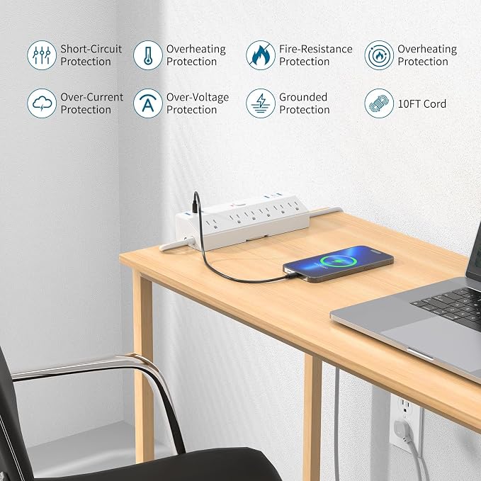 40W Fast Charging Station, Desk Clamp Power Strip, JXGUCAT Removable Desk Clamp - Image 7