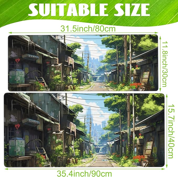 Anime Abandoned Town Desk Mat, Large Gaming Mouse Pad - Image 2