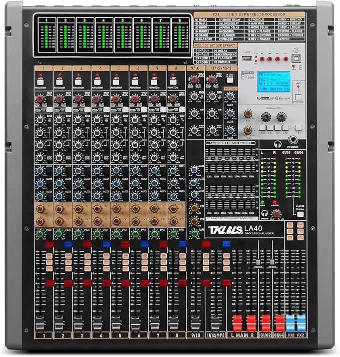 12 Channel Audio Mixer for Recording, USB Mixing Console by TKLBLS