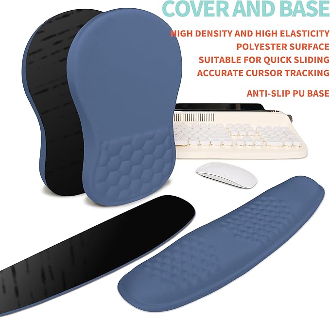 2-in-1 Ergonomic Set, Wave Rise Keyboard Wrist Rest and Massage Bulge Slope - Image 6