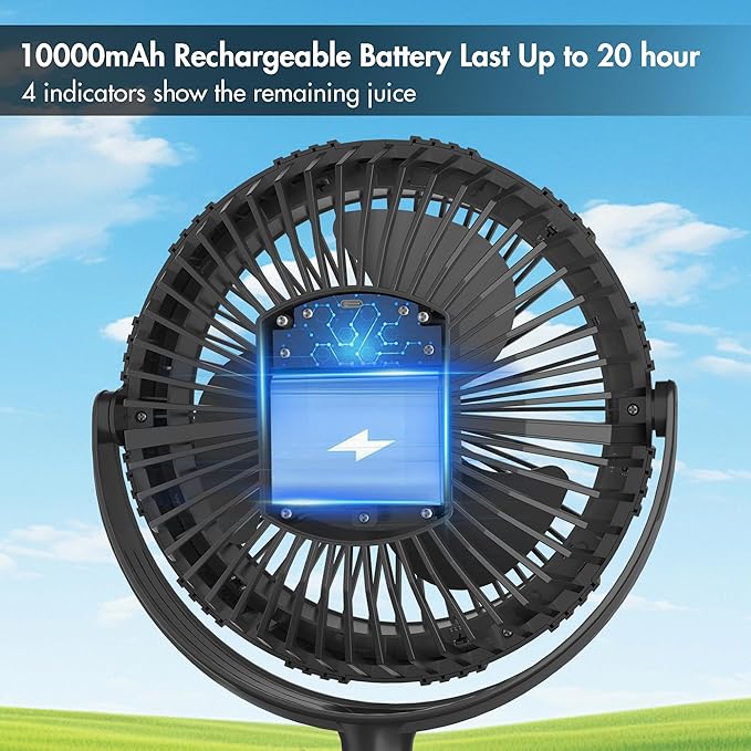 Camping Rechargeable Fan, Battery Operated - Image 4