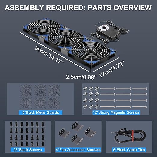 120mmx3 360mm Adjustable Computer PC Vent Fans 3-12V Speed Controller - Image 5