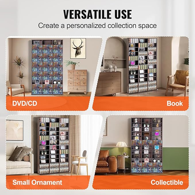 VEVOR Media Storage Cabinet, Adjustable DVD Cabinet, CD Storage, Protects & - Image 8