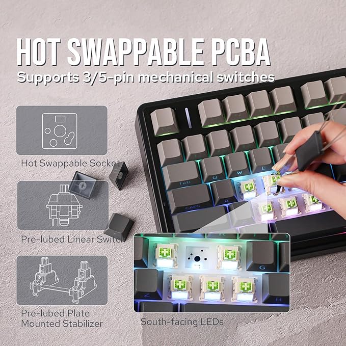 EPOMAKER x Aula F75 Gasket Mechanical Keyboard, 75% Wireless Hot Swappable - Image 4