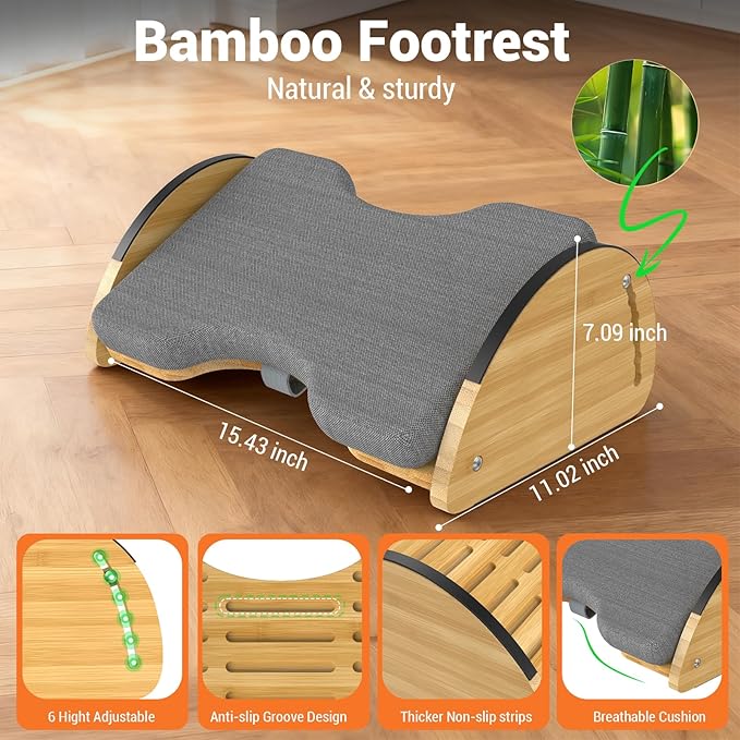 Bamboo Foot Rest for Under Desk at Work - Image 2