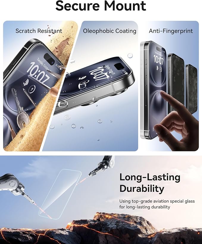 NIMASO for iPhone 16/15 Screen Protector, 3 Pack Tempered Glass Screen - Image 5