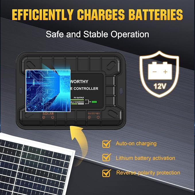 ECO-WORTHY 25W 12V Solar Battery Trickle Charger Maintainer, Waterproof Solar - Image 8