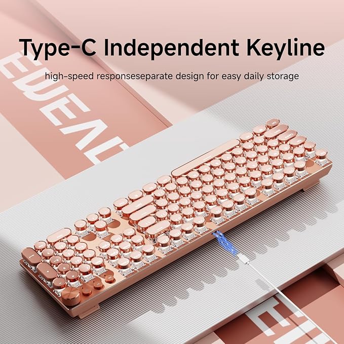 EWEADN Typewriter Style Mechanical Gaming Keyboard, Wired Mechanical Keyboards - Image 3