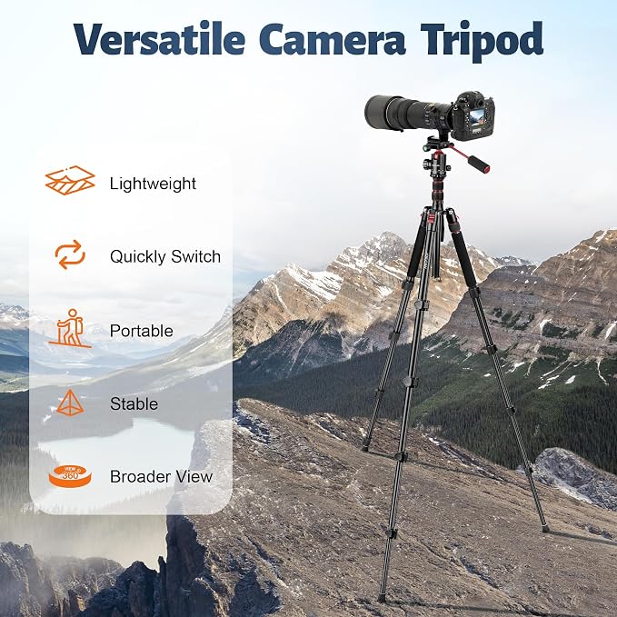 Tripod for Camera, Professional Aluminum Tripods, Heavy Duty Tripod for DSLR - Image 6
