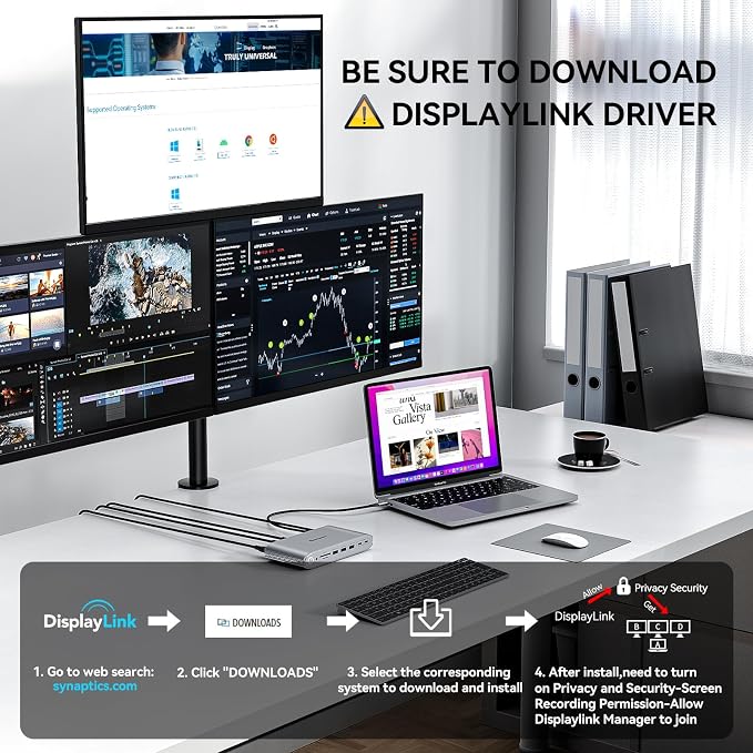 Minisopuru Upgrade DisplayLink Docking Station Triple Monitor - Image 6