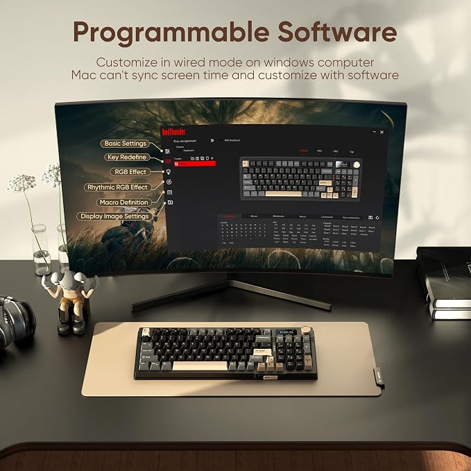 RedThunder K95 Wireless Mechanical Keyboard, TFT Screen & Knob, Tri-Mode - Image 8
