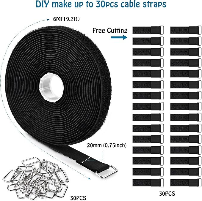 0.75"x19.7ft Hook and Loop Straps - Image 2