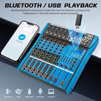 Professional Audio Mixer, 6 Channel, Input 48V Phantom Power Stereo Digital USB - Image 2