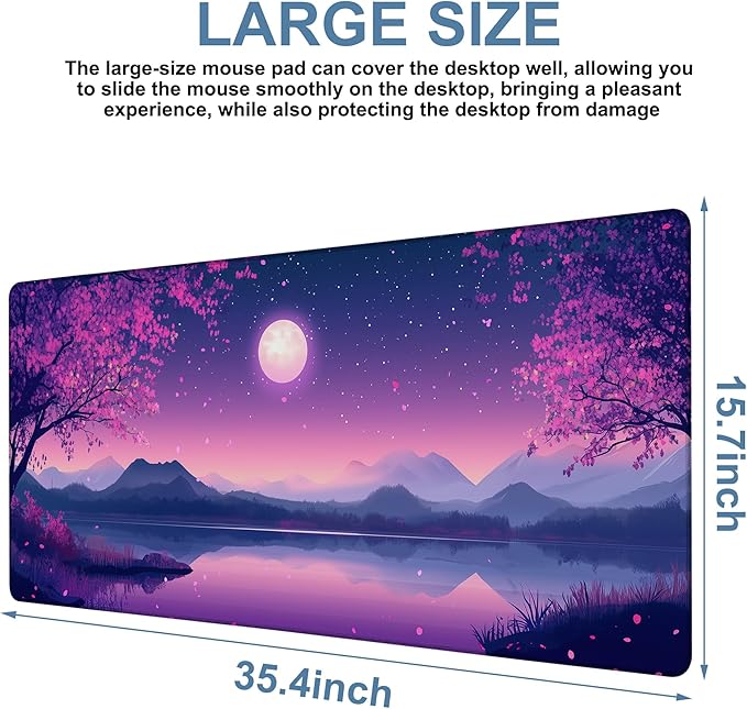Gaming Desk Pad Large Extra Length Starry Sky Full Moon Mouse Pad Keyboard - Image 3