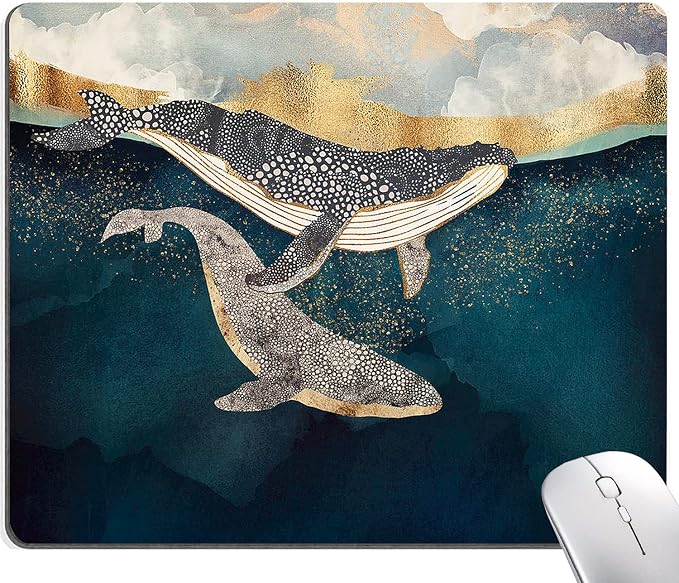 Whale Mouse Pad, Animals Art Mouse Pads, Mouse Mat Square Waterproof Mouse Pad by Hokafenle