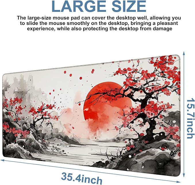 Large Mouse Pad Ink Painting Gaming Desk Pad Computer Keyboard Non-Slip - Image 3